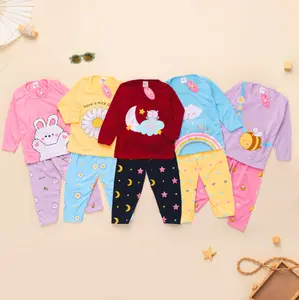 Setelan Piyama Bayi & Anak Set Colourful Print / Baju Tidur Anak & Bayi Balita Cewek / Baju Tidur Bayi/ Setelan Tidur Anak Perempuan/ Baju Anak Perempuan / Baju Anak Xiao Wei