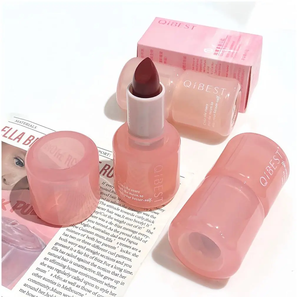 FJX-SHOP Glass Mousse Lipstick Six Colors Waterproof Matte Matte Lipstick Nude Easy To Color
