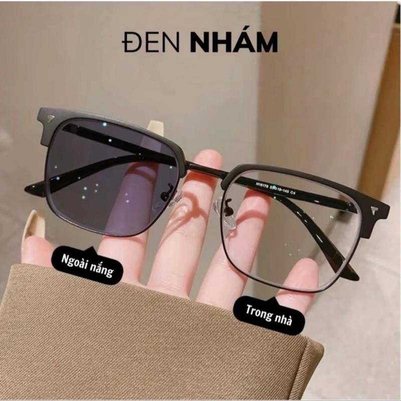 MÃ X15 - KÍNH ĐỔI MÀU DƯỚI NẮNG CHỐNG UV400 DÀNH CHO NAM NỮ GỌNG NỬA VIỀN MẮT KÍNH (TẶNG BAO DA+KHĂN+NƯỚC LAU KÍNH ) Women Kính Mắt