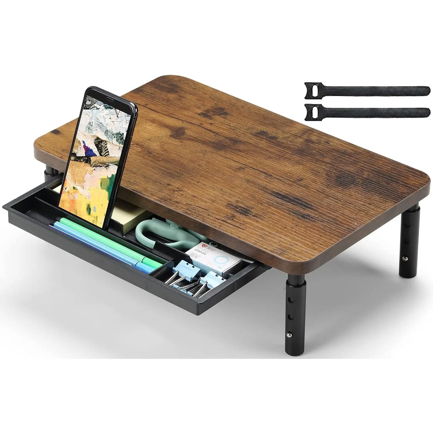 Monitor Stand Riser, 3 Height Adjustable Monitor Stand with Storage Drawer for Desk Wood Desk Organizer for Office and Home, Ergonomic Stand for Computer Printer Laptop PC iMac (Walunt)