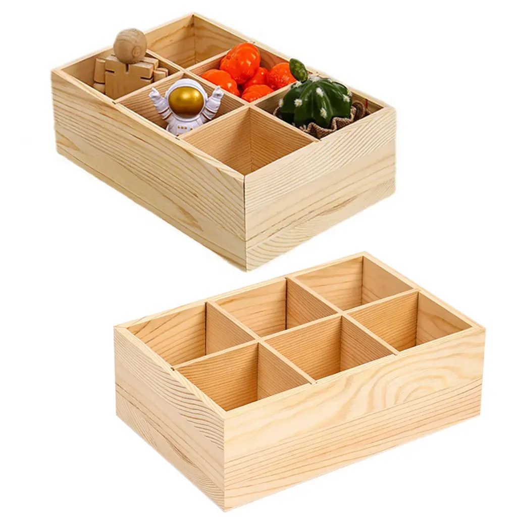Byoqqwg- Sturdy Handmade Storage Container Handmade Wooden Storage Box Wooden Paint Brush Organizer Box with Multiple Compartments Capacity Storage Case for Artists Smooth Edge