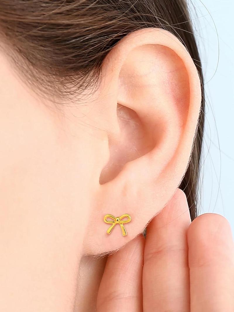 Product Introduction of Bow Design Stud Earrings, Cute Earrings for Women & Girls, Fashion Jewelry for Party, Daily Clothing Decor, Trendy All-match & Exquisite Jewelry for Birthday Gift 2