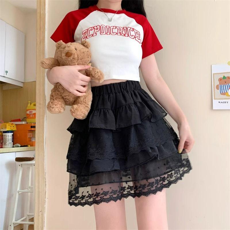 Ballet style midi skirt, women's summer short skirt, high waist slimming, fluffy skirt, small stature, fairy cake skirt Dress Womenswear 1