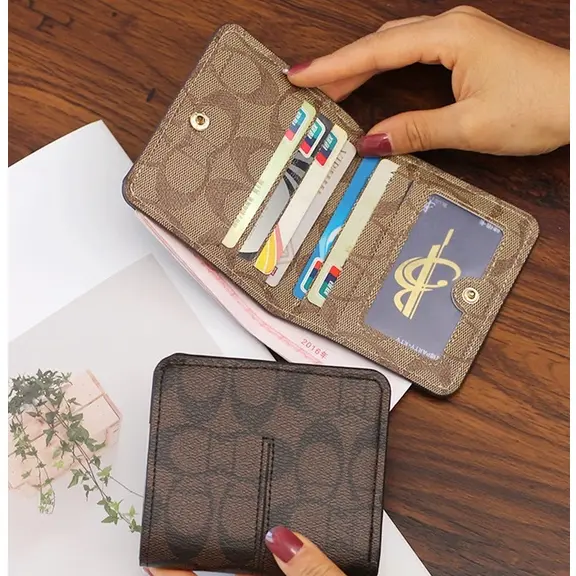 Wallet Women Short Style 2023 New Style High-End Wallet Classic Printing Exquisite Thin Style Folding Buckle Multi-Card Wallet