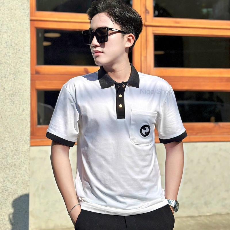 Áo thun Có Cổ thêu chữ G - Menswear Top Nam  (Mã 06) aothun  áonam    trắng áo polo “ - Xmas” thông thường tính thời trang Shirt Cotton