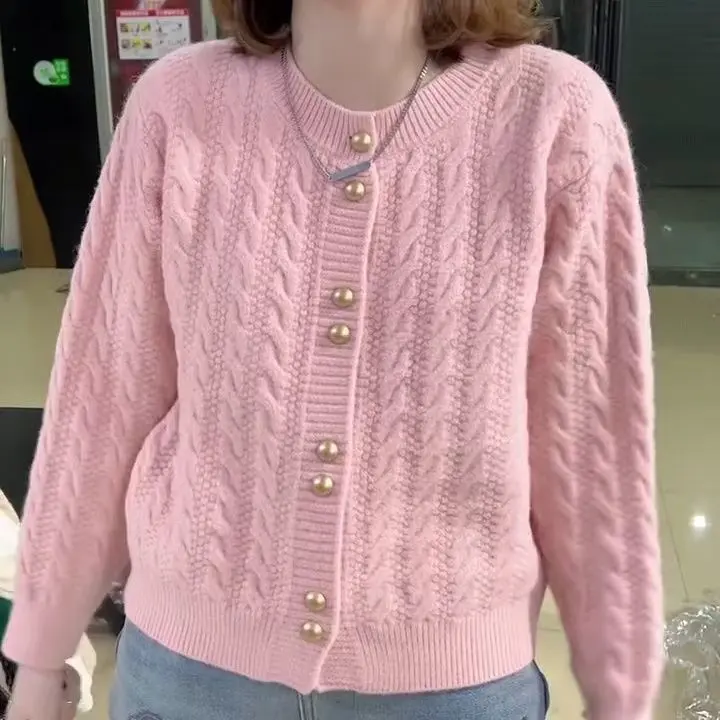 Áo Khoác Cardigan Dệt Kim, Phong Cách Cổ Điển, Thời Trang, Thích Hợp Cho Mùa Thu Và Mùa Đông, Hàng Mới Về 2024, Thiết Kế Thanh Lịch, Nút Đôi, Dài Tay, Áo Len Cardigan Tết, Có Sẵn Giao Hàng