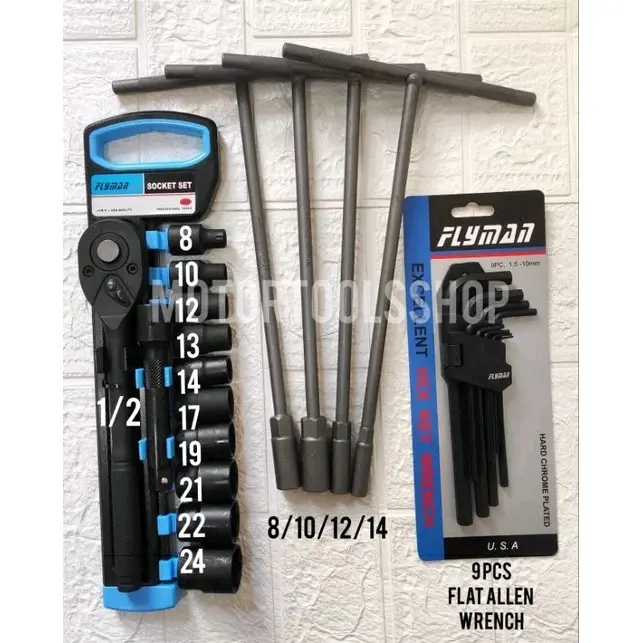 flyman package tools set 12pcs socket hexagon type allen original flyman usa
