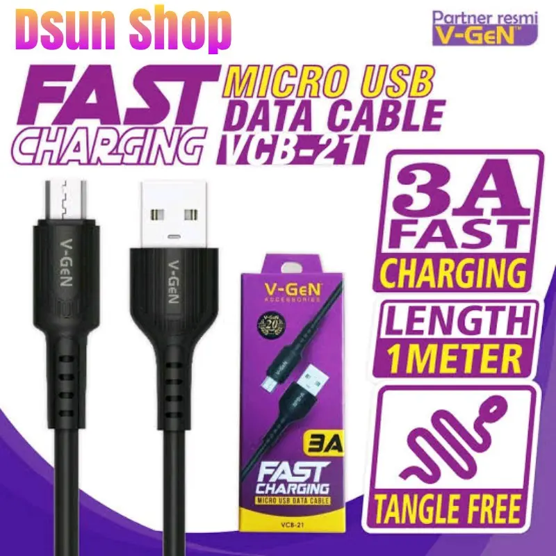 kabel data 3A VCB-54 Micro USB Fast Charging 1 Meter Original vgen