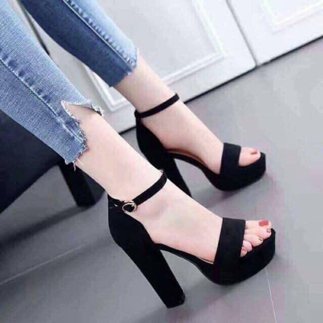    ảnh thật đính kèm  Giày cao gót đúp vuông 10p quay ngang bít gót - Đ06 Nữ DéP Shoes Quai Ngang 