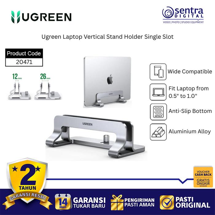 Gambar Ugreen Vertical Laptop Stand 20471 Adjustable Lightweight Aluminum | Anti-Slip Pad Notebook Riser dari Sentra Digital Kota Surabaya Tokopedia