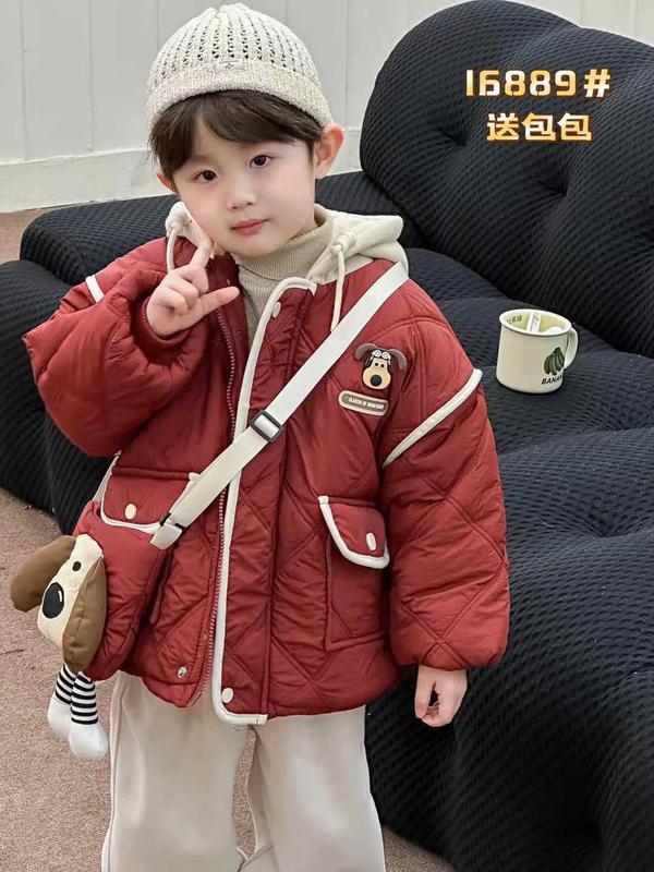 HÀNG QCCC Áo phao QC CÚN 3D MŨ NỈ lót lông thỏ mềm dày ấm KÈM TÚI có 3 màu cho bé trai size 14-26kg áo khoác trẻ em