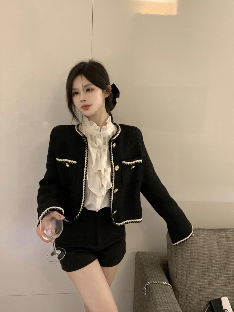 Product Introduction of Áo khoác phong cách Pháp, dành cho phụ nữ và trẻ em gái, mùa thu và mùa đông, Dễ Phối Đồ Cổ Điển Cao Cấp, Thanh Lịch, Áo Vải Tuýt, Quần áo cho các cô gái 17