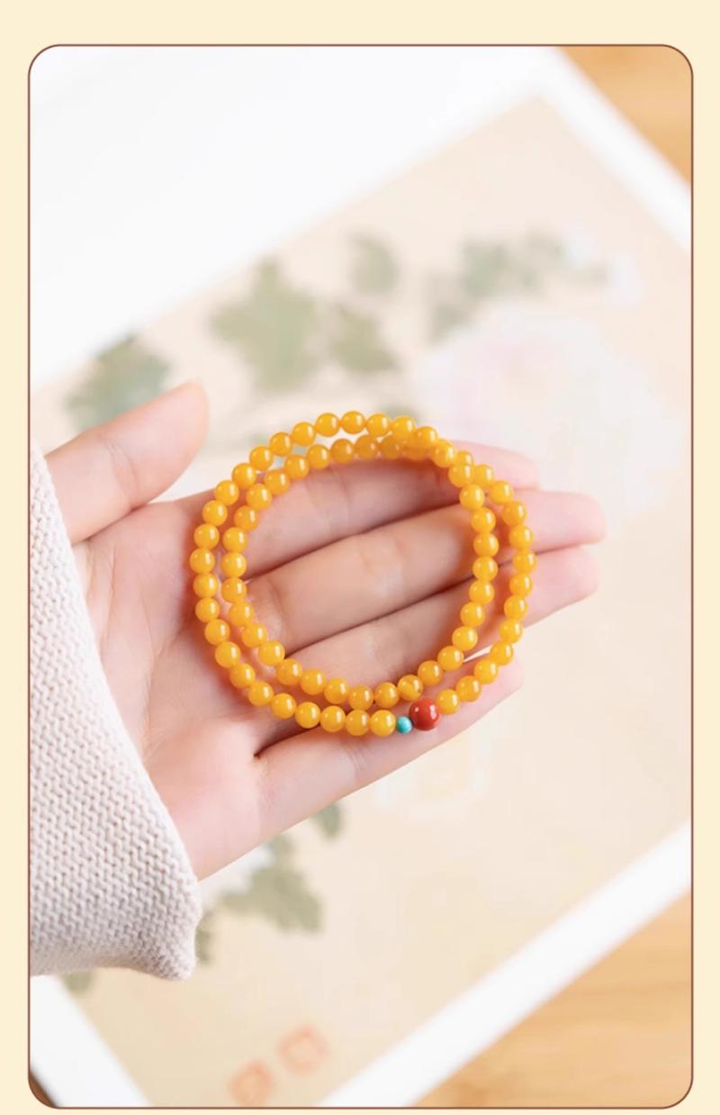 Product Introduction of Gelang Lilin Lebah, Bulatan Berganda, Untuk Wanita, Lipat, Daiman, Turmalin Merah dan Hijau, Gelang Duobao, Gris Ayam Kuning, Tiga Bulatan, Manik Berbentuk Beras Kecil, Stabil Mood 16