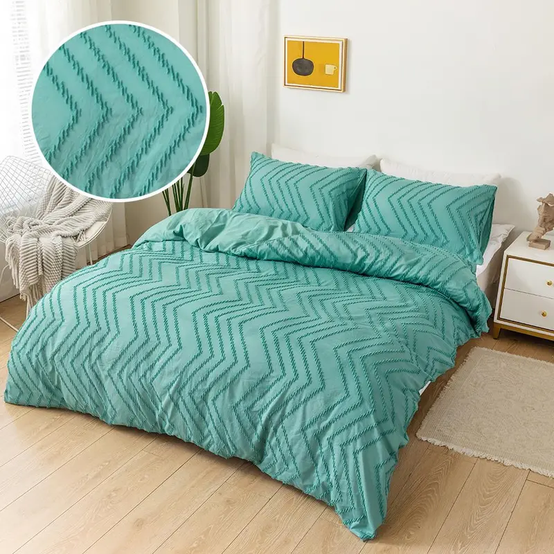 Soft Comfortable Bedding Set, 3 Counts/set Including 1 Count Wavy Print Duvet Cover & 2 Counts Pillowcases without Filler, Modern-Style Bed Sheet Bed Linen Bedding Set for Home Bedroom 5