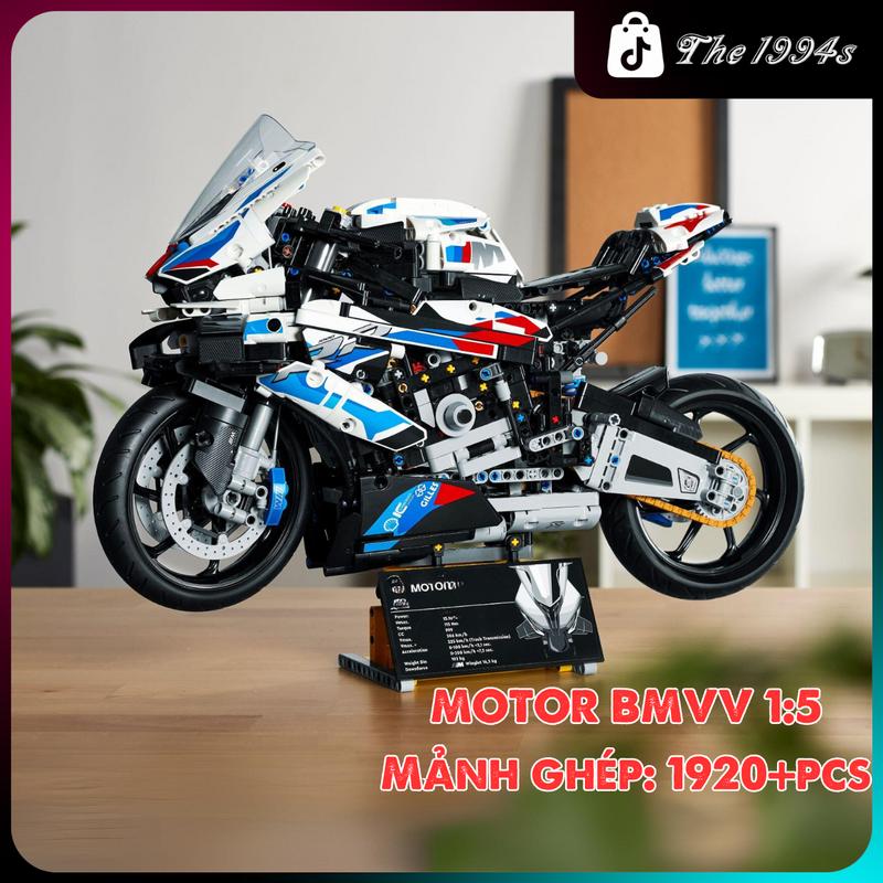 [T017] Mô hình lắp ghép xe Moto BMVV Ss1000RR tỷ lệ 1:5 màu trắng 1920 mảnh ghép - The 1994s Bộ Lắp Ráp Tháo Lắp Đồ Chơi Toy Xếp Hình