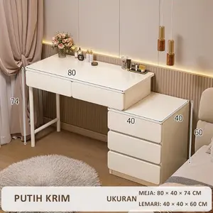Meja Rias Kamar Tidur Sederhana Modern Ringan Mewah Meja Rias Meja Samping Tempat Tidur Meja Rias Lemari Rias Terintegrasi (tanpa cermin) - putih