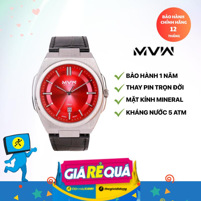Đồng hồ MVW Glory 43 mm Nam ML079-01 dây da màu đen