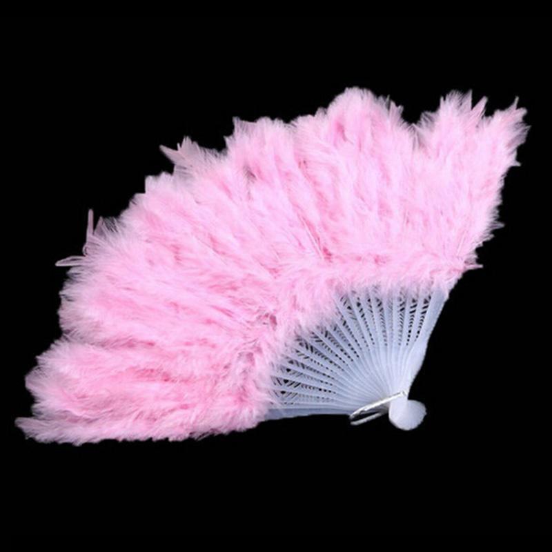 Product Introduction of 9 Colors New Costume Wedding Showgirl Dance Folding Hand Feather Fan Fancy 24