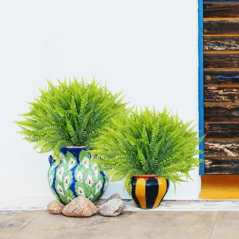 Artificial Fern Leaves, Fake Boston Fern Leaves, Outdoor UV-Protection Non-fading Leaves, Decorative Flowers for Home Party Wedding, Plants, Artificial Trees, Garden Decorations, Decoration Items 5