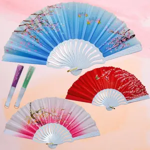 Promo Kipas Lipat Tangan Motif Sakura Model Gagang Daun Terbaru / kipas Lipat import berkualitas premium Cocok untuk menari, souvernir DLL