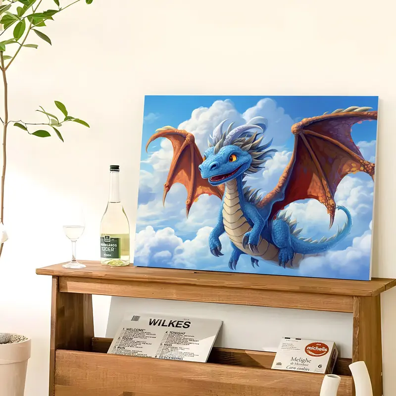 DIY Painting by Numbers Kit, Dragon Pattern DIY Oil Painting without Frame, Wall Art Decor for Home Living Room Bedroom 2