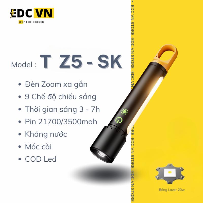 Đèn Pin T Z5 Thời gian sáng 3h đến 7h - Zoom xa gần, cod led - 9 chế độ sáng - kháng nước