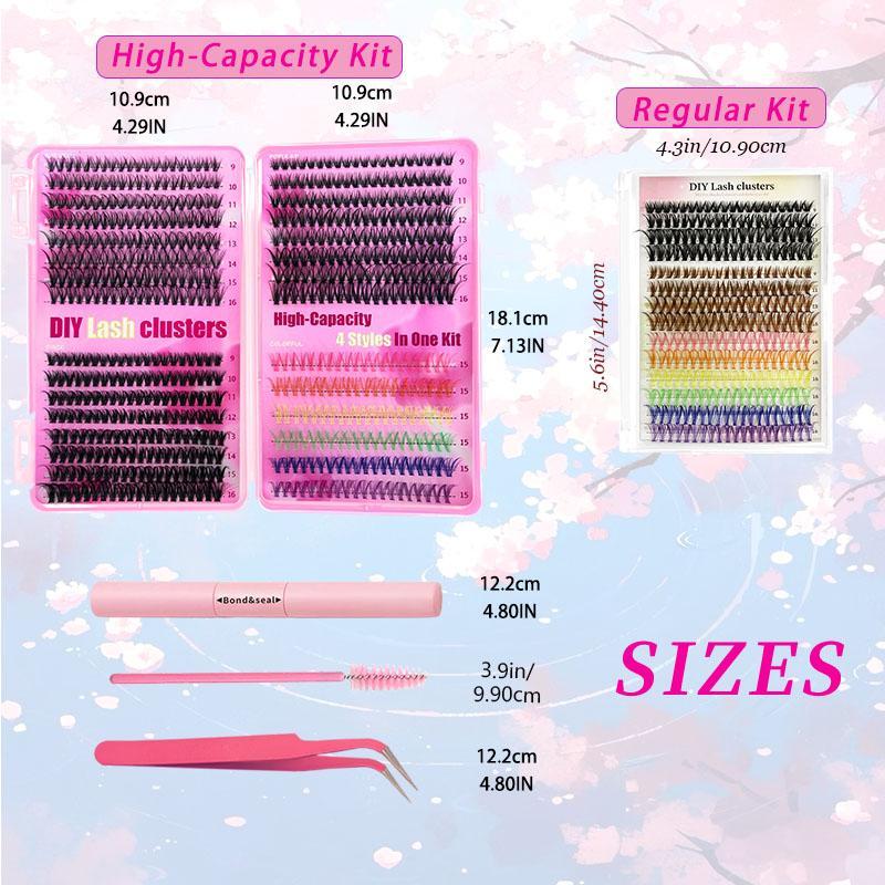 Mixed Style Individual Cluster Lashes Set, 30D 40D 50D 9-16mm Clusters Eyelashes & Double-ended Seal and Bond & Brush & Tweezers, 1 Set Natural Curl Eyelashes Extensions Kit, Eye Makeup Product for Women & Girls, Valentine's Day Gift, Cosmetic 1