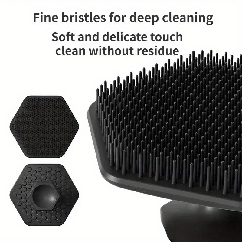 Bàn Chải Rửa Mặt Silicon Mềm, [KK Face], Để Loại Bỏ Mụn Đầu Đen, Thích Hợp Để Trang Điểm Và Tóc, Làm Sạch Lỗ Chân Lông, Mát Xa Và Làm Sạch Da Mặt, 1 Cái 6