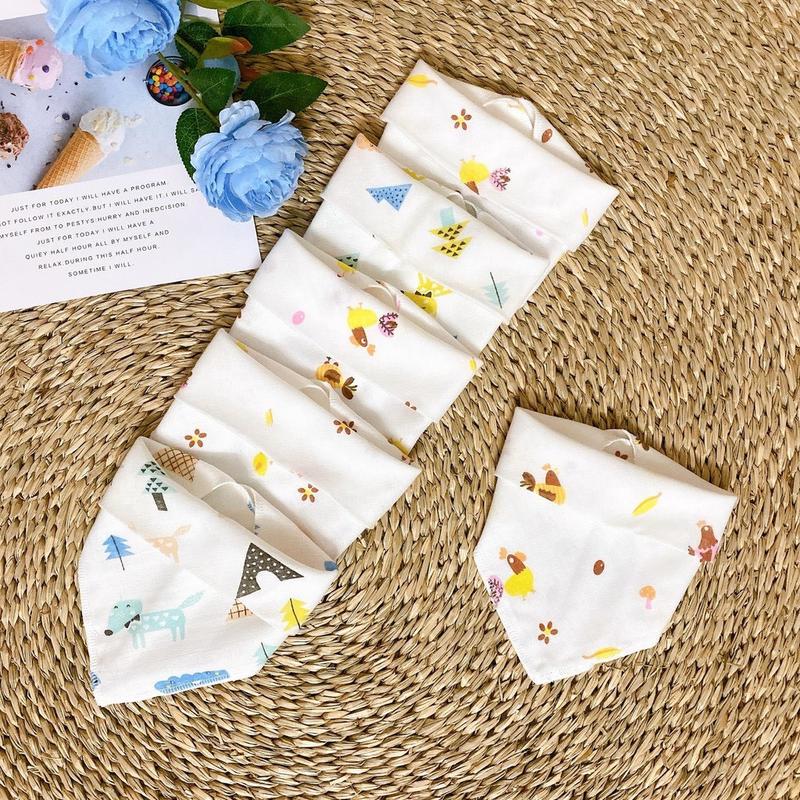 SET 10 Khăn Yếm Xô Tam Giác In Hình Có Cúc Bấm Hàng Carter Cho Bé