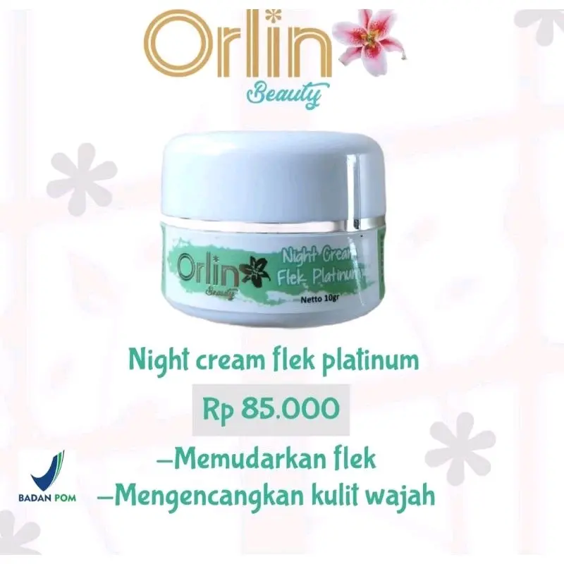Krim malam Flek Orlin Wajah Mengencangkan Mencerahkan Memutihkan Perawatan Hitam Muka Pencerah Pelembab