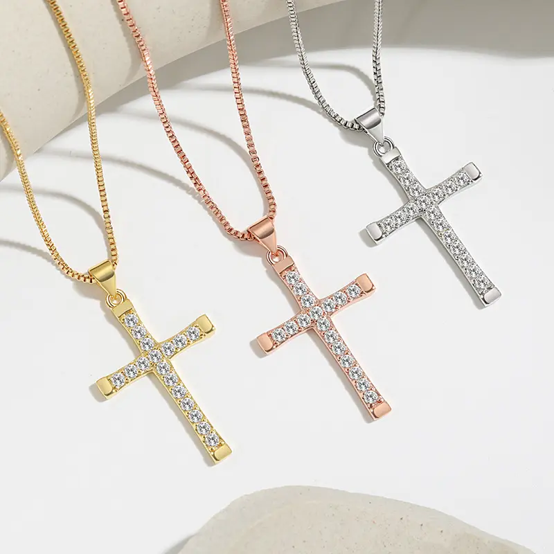 Hot Selling Faith Prayer Cross Pendant Niche Design European and American Street Hip-Hop Style Cross Necklace