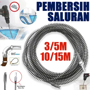 3/5/10/15M Alat Pembersih Saluran Pipa Mampet Alat Pembersih Saluran Kawat Pembersih Saluran Pipa Mampet Dengan Adaptor Pembersih Saluran Pipa Alat