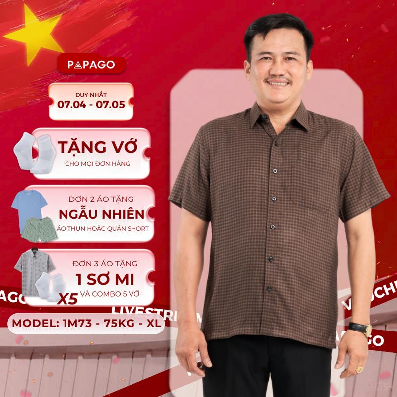 Áo sơ mi nam trung niên PAPAGO tay ngắn lai ngang - P23SNCR009
