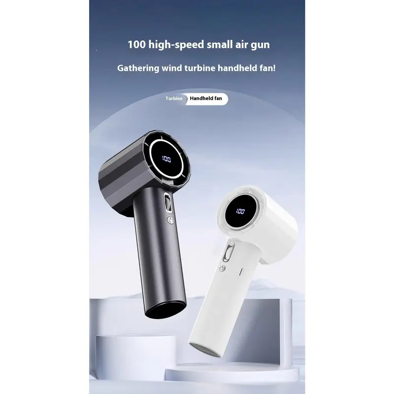 Quạt Đá Cầm Tay 100 Tốc Độ, Mới Năm 2025, Cầm Tay Mini USB, Sạc Tua Bin, Quạt Nhỏ Màn Hình Kỹ Thuật Số, Quạt Để Bàn Phụ Kiện 8