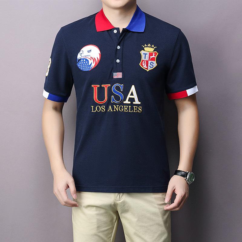 Product Introduction of New Arrivals Oversized Polo T Shirt Men Short Sleeved California of USA Embroidery White Eagle Golf Wear Collar T-shirt Plus US Size XS-7XL 6