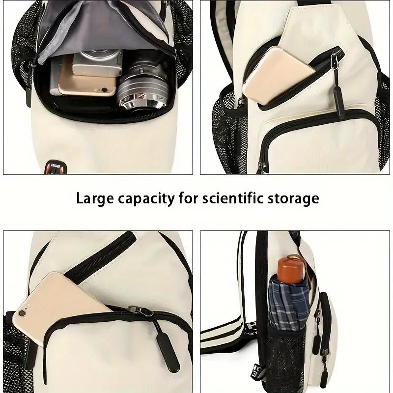 Product Introduction of Multi-Pocket Backpack Casual Nylon Crossbody Bag Travel Hiking Backpack with Zipper Multi-Use Crossbody Bag 3