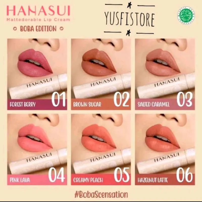 Hanasui Mattedorable Lip Cream Boba Edition Lip Matte Cream Hanasui Seperti Lip Cream Lip Stick Pewarna Bibir Glossy 0