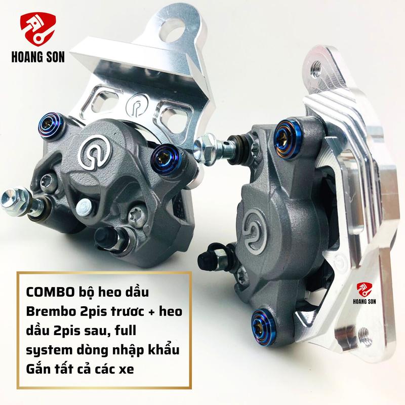 Combo full set heo dầu brembo 2 pis-heo dầu brmbo 2 pis bánh trước-heo dầu brembo 2pis bánh sau đầy đủ part heo brembo 2pis gắn cho hầu hết các dòng xe hiện nay Phanh