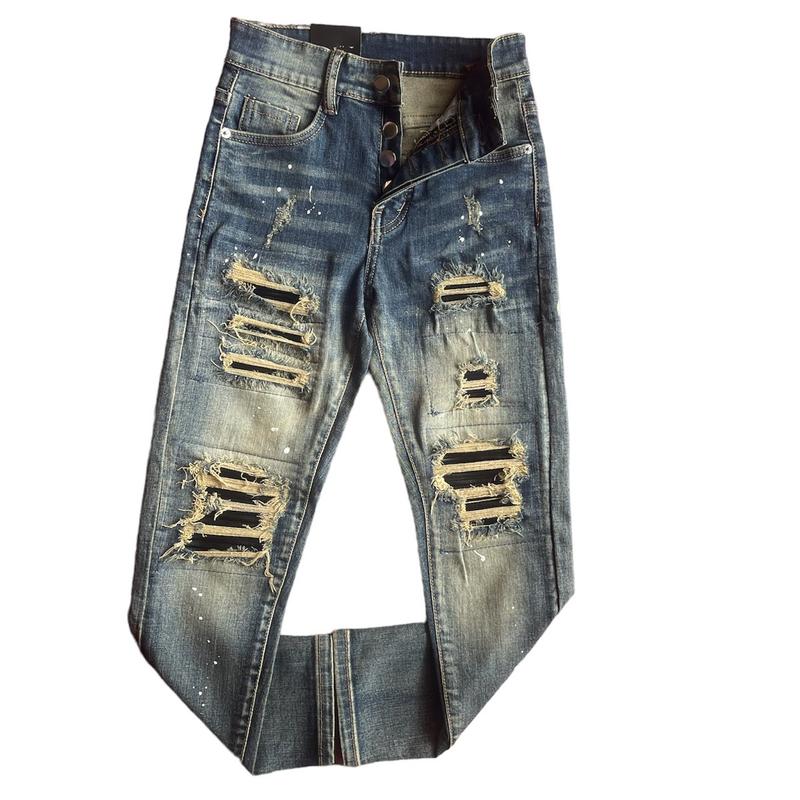 Quần jean sai nhỡ Trễ lưng Ôm gọn chất liệu cotton 1