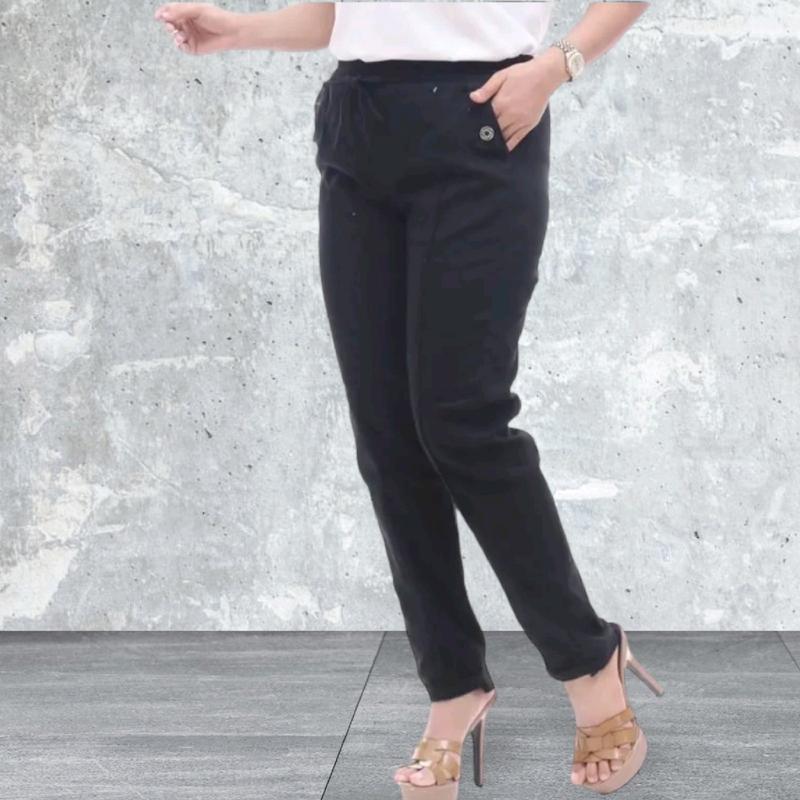 Celana Baggy Pants Kain American Drill / Celana panjang Model Terbaru / Celana Model Variasi Kancing Pinggang Tali Serut  Soft 3
