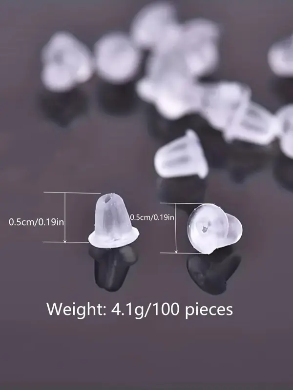100pcs Simple Silicone Ear Plug, Earplug Waterproof, Ear Safety Backstop Stopper, Prevent Earrings From Slipping, Basic Diy Jewelry Accessories for Women & Girls for Daily Use, Girl Accessories 1