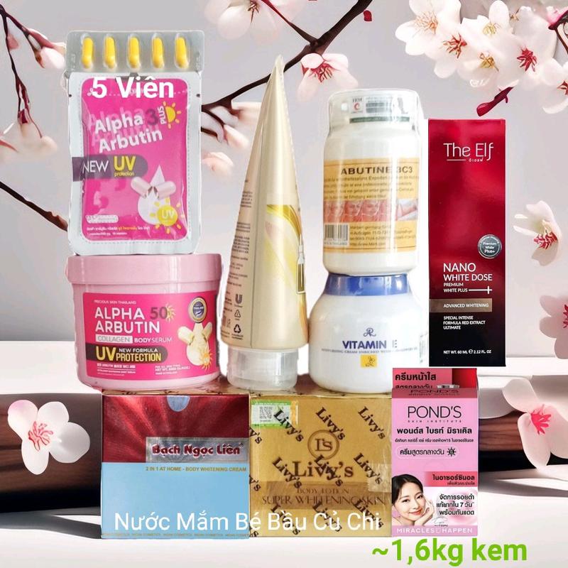 [9 Món] Bộ Sản Phẩm Kem Trộn Bạch Ngọc Liên+.... Bộ ~1,6kg kem hỗ trợ dưỡng trắng da và mờ thâm  Làm Đẹp Da  Dưỡng Trắng Da Body Dưỡng Body Vitamin E duong  trang