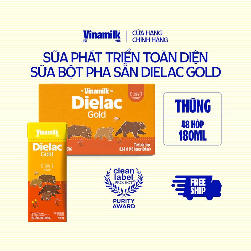  Thùng 48 hộp 180ml Sữa bột pha sẵn Dielac Gold 