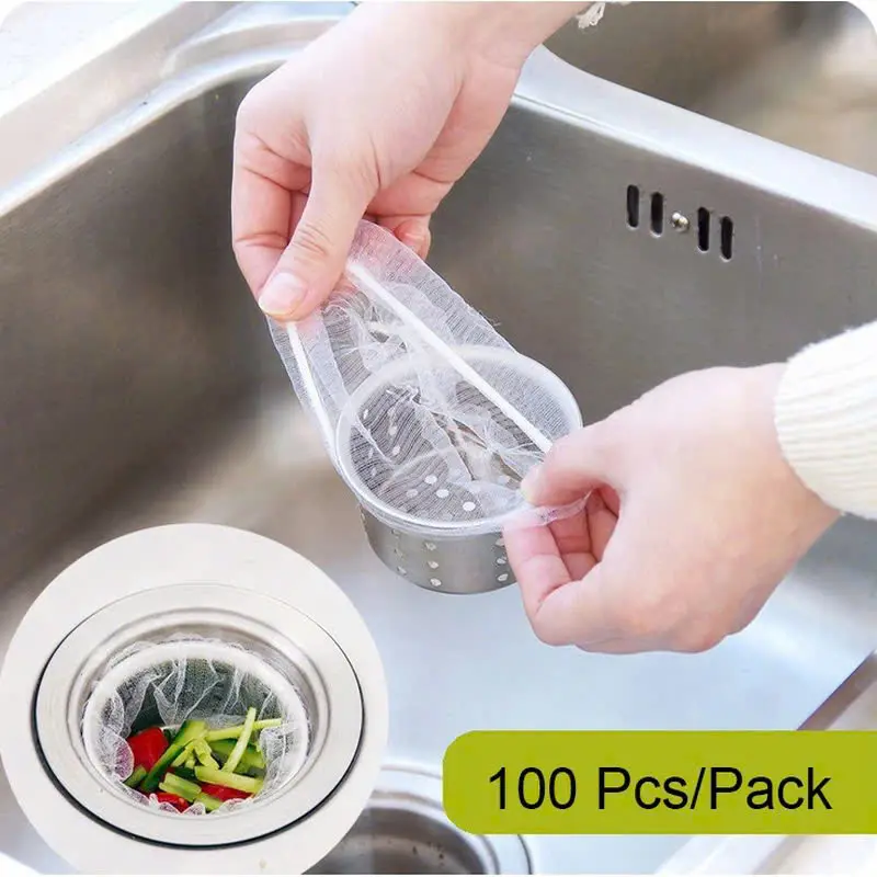 Combo 100 Túi Lưới Lọc Rác Cho Bồn Rửa Chén Bát Chống Tắc Nghẽn - Hàng Có Chun