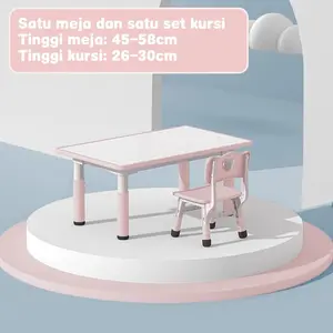 【PROMO】 Meja Belajar Anak Meja gambar bayi Meja gambar anak Tinggi bisa diatur  MEJA GAMBAR 2-IN-1 ANAK Anti slip Material ramah lingkungan  Meja Ngaji Meja lucu Furniture  Usia 2-12 tahun - 1 meja + 1 kursi-Pink