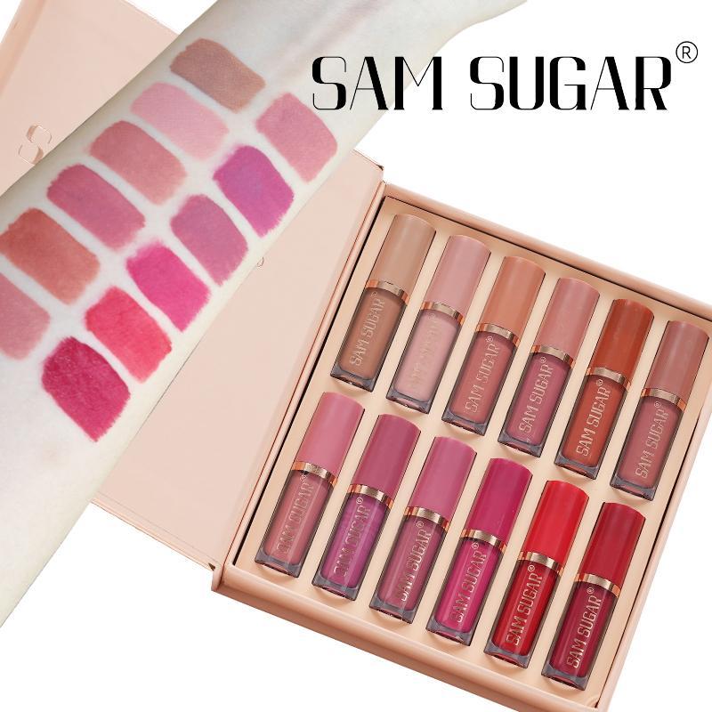 Matte Lip Gloss Set, 12pcs/box Matte Lip Balms, Easy Coloring Lip Sticks, Moisturizing Matte Lipstick, Velvet Matt Finish Lip Gloss, Magenta Lipstick 0