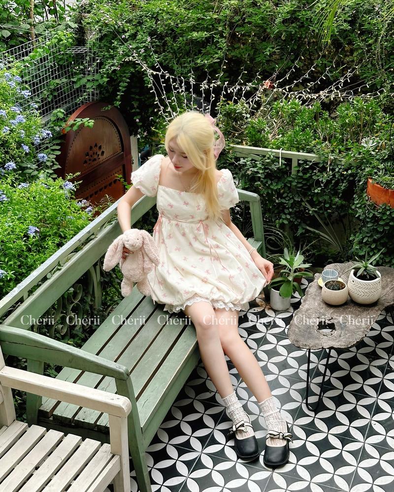Product Introduction of Đầm Bí Họa Tiết Nơ Hồng - Sana Mochi Dress (Ảnh thật Chérii chụp) 22