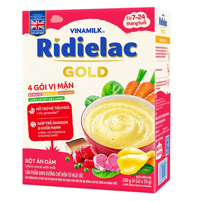 Bột ăn dặm Ridielac Gold 4 gói vị mặn HG 200gr ﻿dành cho bé từ 7 đến 24 tháng tuổi 4