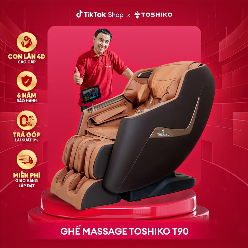 Ghế massage Toshiko T90 công nghệ con lăn massage 4D cao cấp điều khiển giọng nói