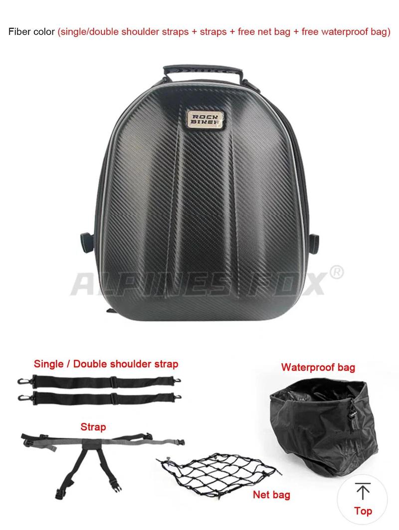 Product Introduction of ROCK BIKER 18-24L Carbon Fiber Motorcycle Tail Bag Waterproof Motorbike Rear Back Seat Bag Moto Helmet Travel Bag Rider Backpack 20